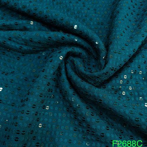 Chikankari Sequins Rayon Fabric-F2688